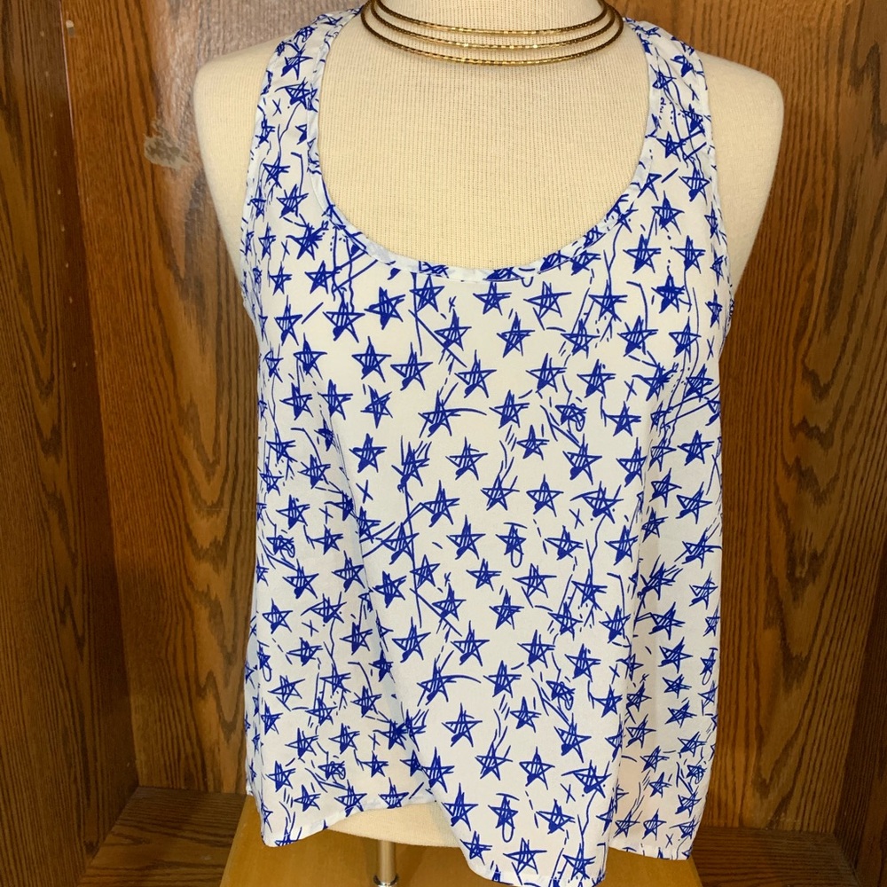 One clothing flowy top navy/white, racer back